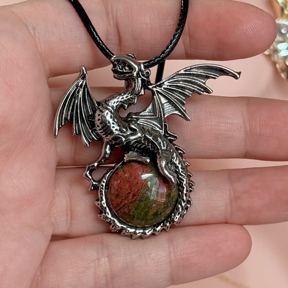 Silver Dragon Pendant Necklace For Men & Women.